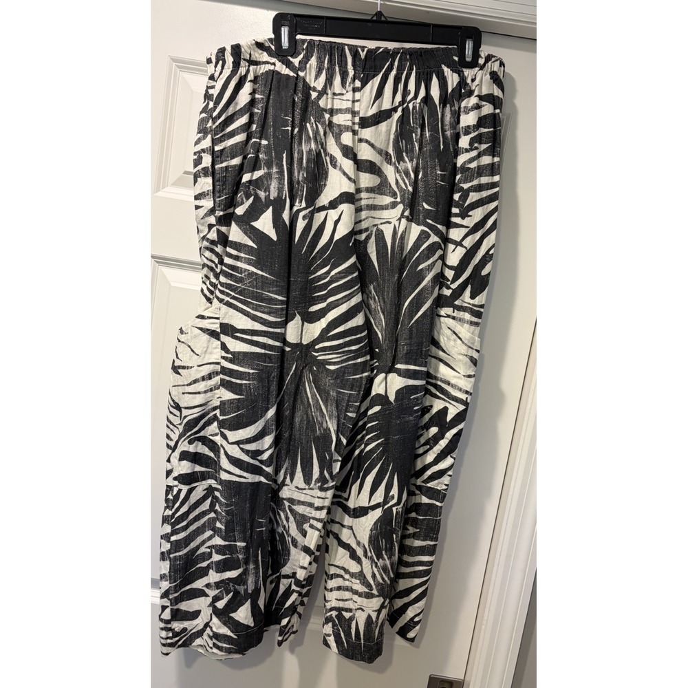 Bryn Walker Pasha Linen Cotton Pants Palma Nera Print XXL